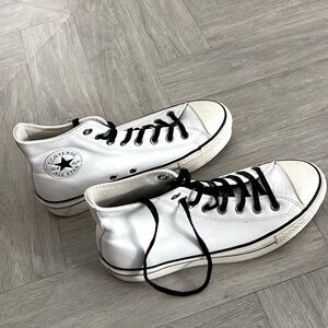 White Leather Converse Platforms